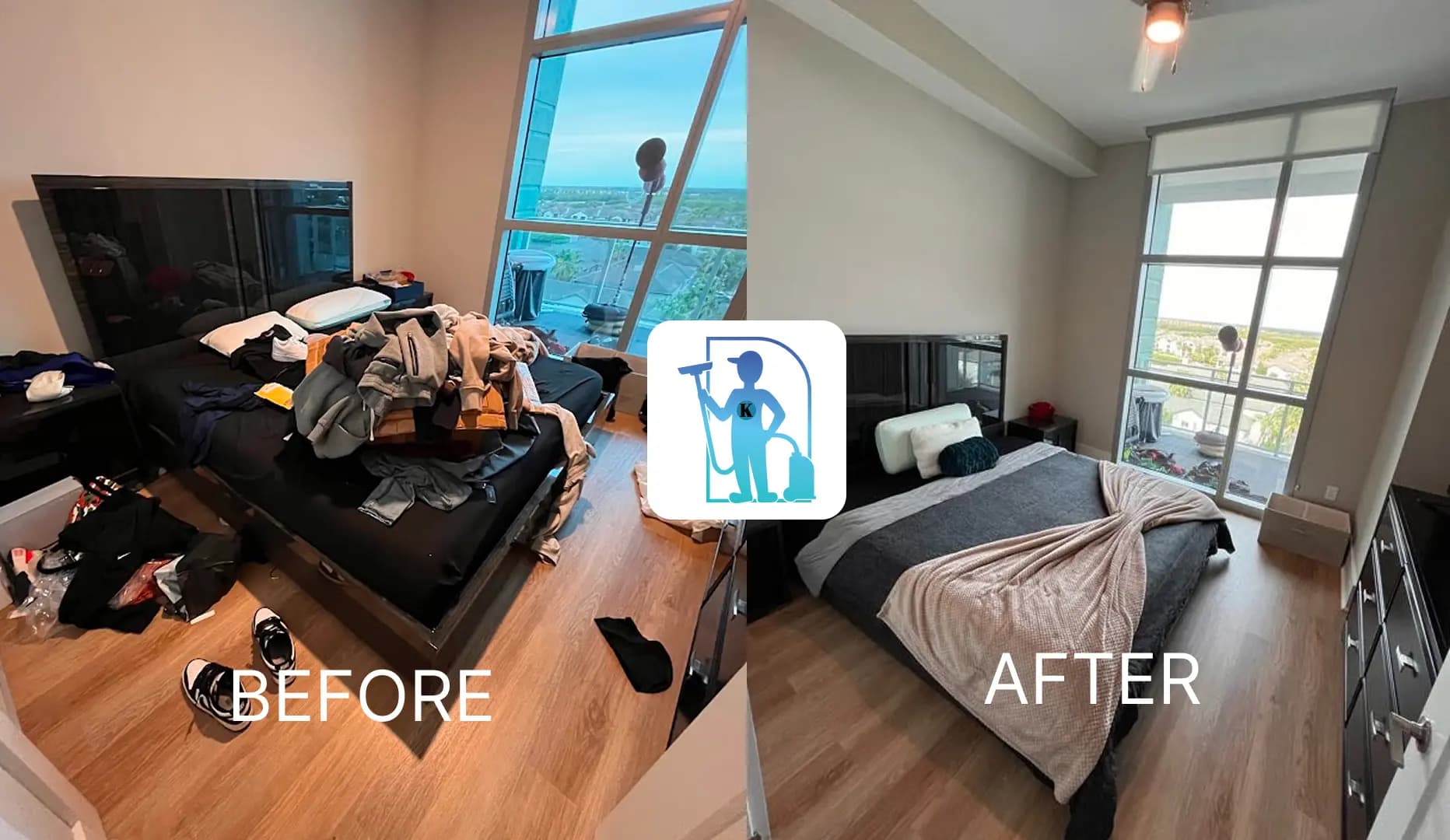 Double Room Before & After Cleaning