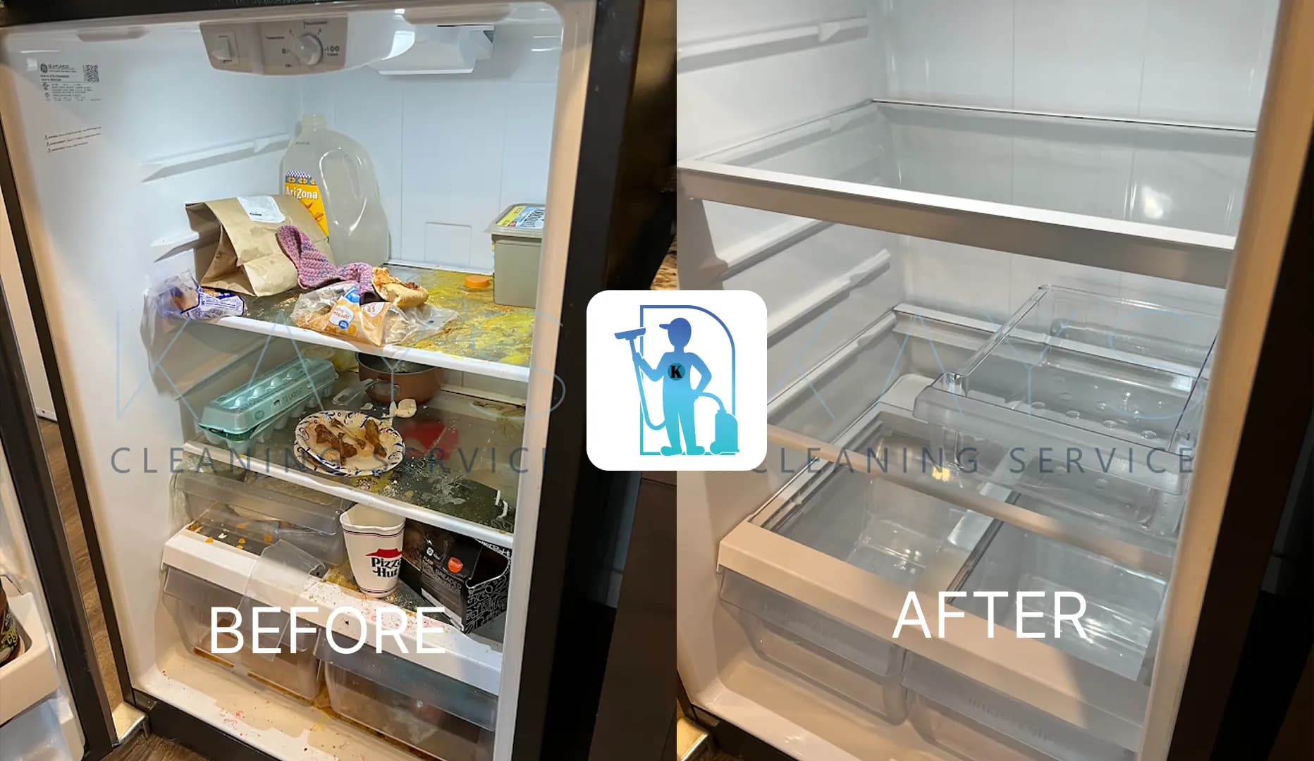 Refrigerator Interior Before & After Cleaning