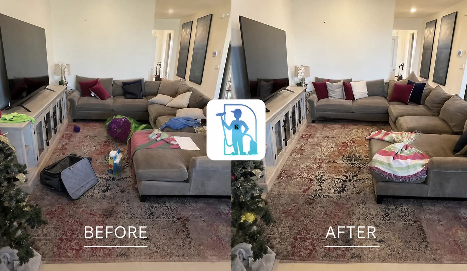 Living Room Before & After Cleaning