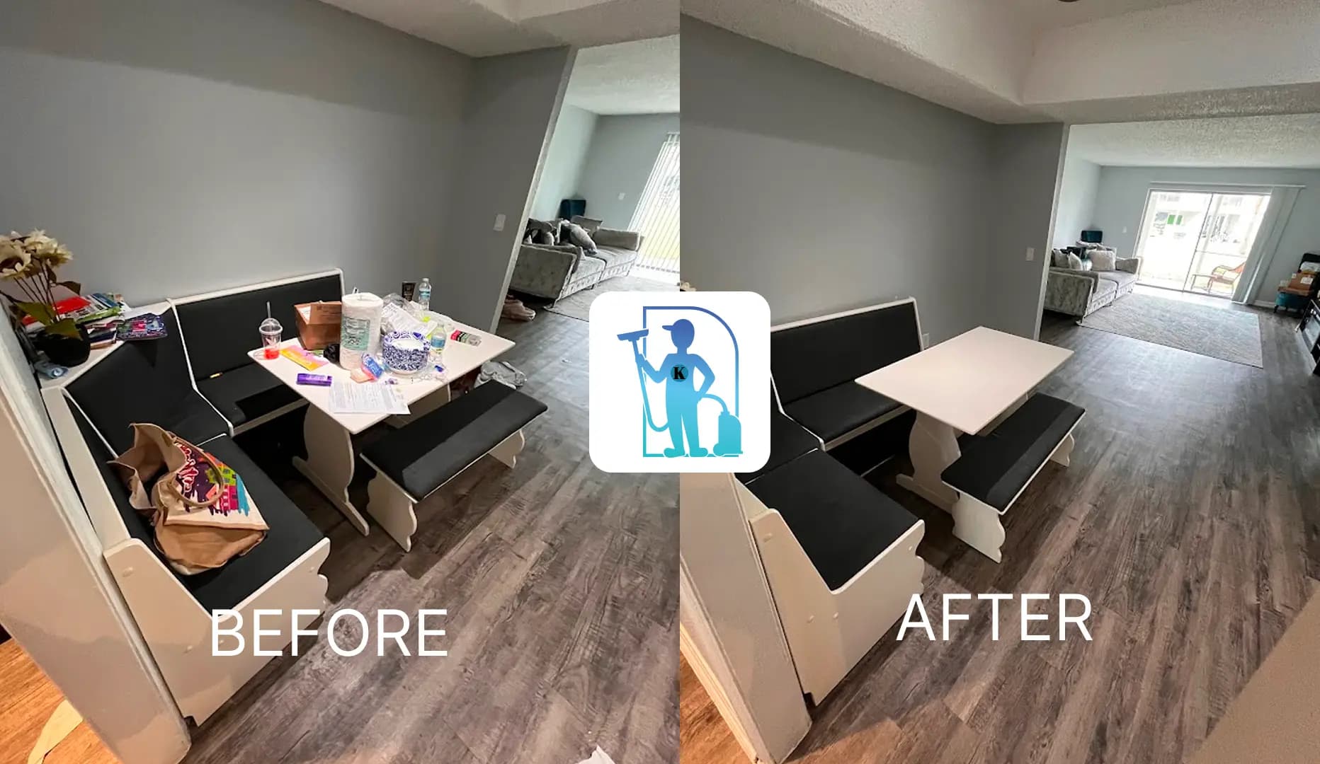 Table Before & After Cleaning